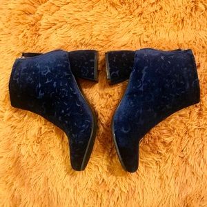 Navy blue shot heel booties